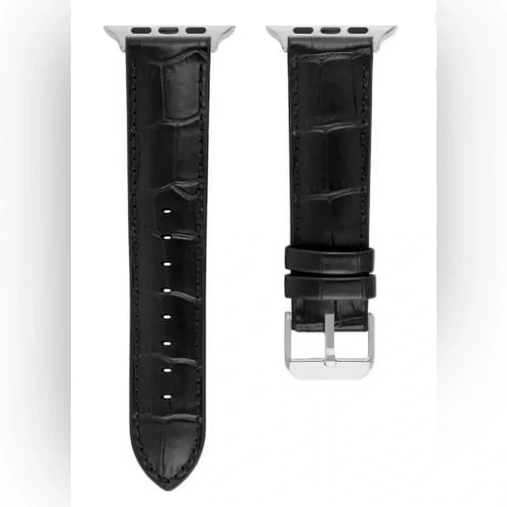 American Exchange Men's Watch Strap, Silver/Black 42-44mm